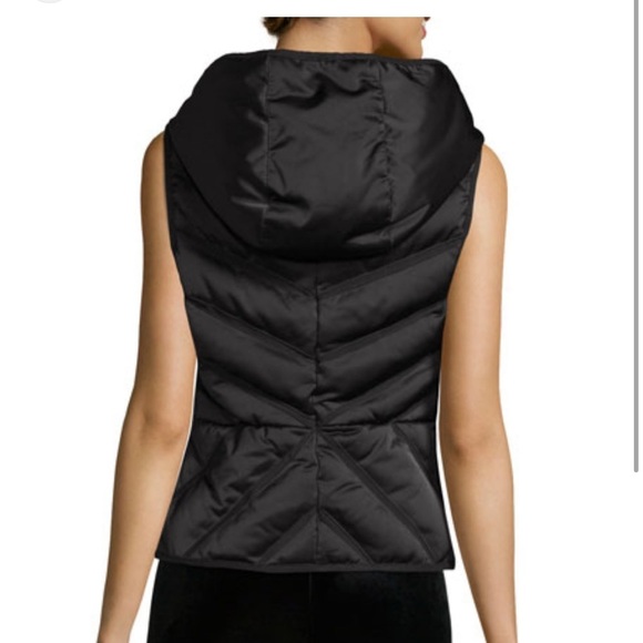 Blanc Noir Puffer Hooded Vest feather Down Size Small - Picture 5 of 8